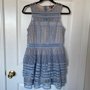 Gorgeous Light Blue Lace Dress with Nude Lining